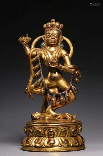 CHINESE GILT BRONZE BUDDHA