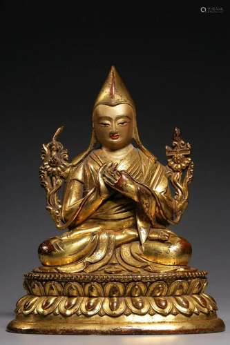 CHINESE GILT BRONZE BUDDHA