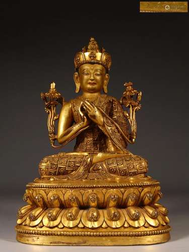 CHINESE GILT BRONZE BUDDHA,YONGLE MARK