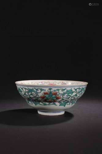 CHINESE DOUCAI GLAZED BOWL,JIAQING MARK