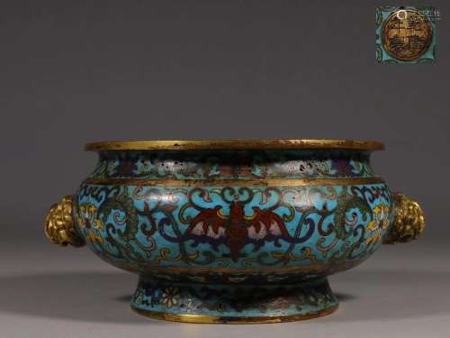 CHINESE CLOISONNE CENSER,QIANLONG MARK