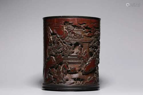 CHINESE CARVED BAMBOO BRUSHPOT