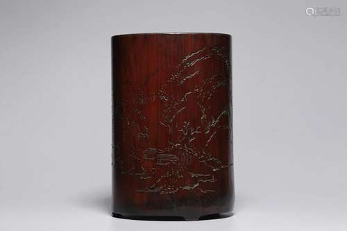 CHINESE CARVED BAMBOO BRUSHPOT