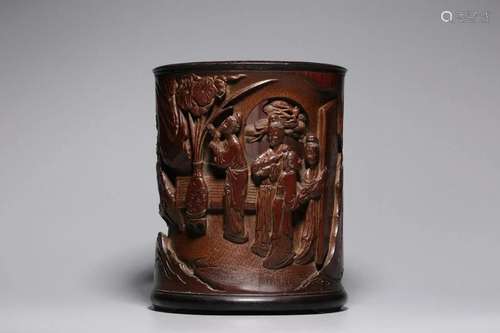 CHINESE CARVED BAMBOO BRUSHPOT