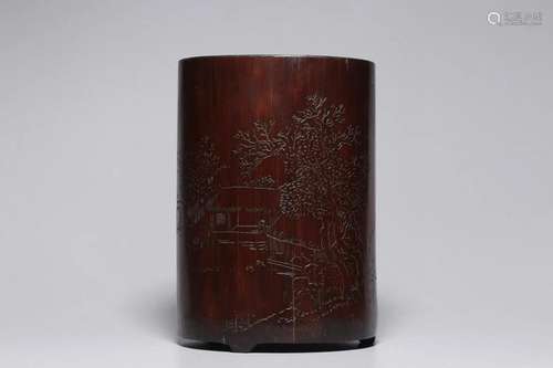 CHINESE CARVED BAMBOO BRUSHPOT