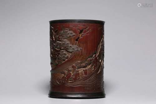 CHINESE CARVED BAMBOO BRUSHPOT