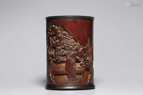 CHINESE CARVED BAMBOO BRUSHPOT