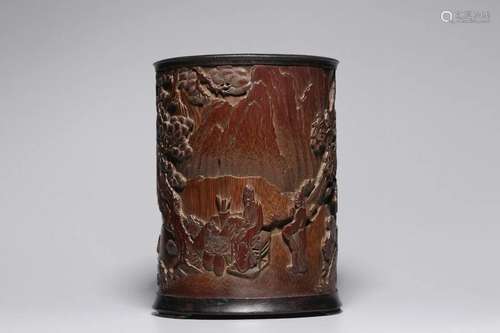 CHINESE CARVED BAMBOO BRUSHPOT