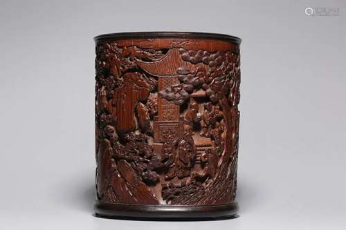 CHINESE CARVED BAMBOO BRUSHPOT