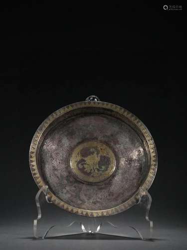 CHINESE GILT SILVER DRAGON PLATE