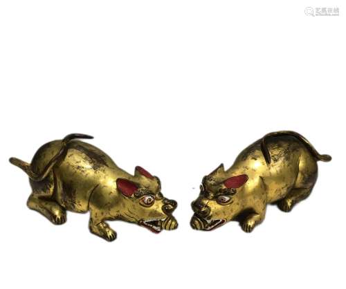 Ancient Chinese gilded auspicious animal ornaments