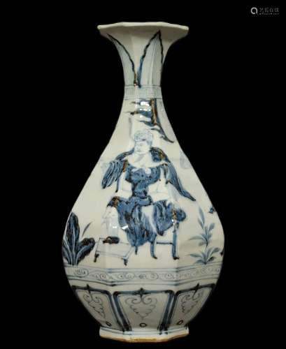 Chinese Yuan Dynasty blue and white jade spring vase