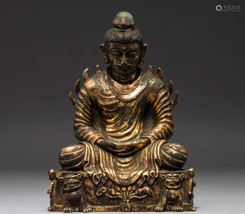 Chinese Tang Dynasty bronze gilt Buddha statue