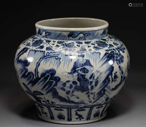 Chinese yuan dynasty blue and white pot