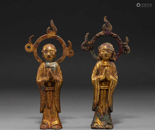 Chinese Tang Dynasty bronze gilt Buddha statue