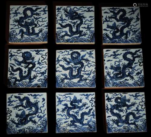 Yuan dynasty blue and white brick