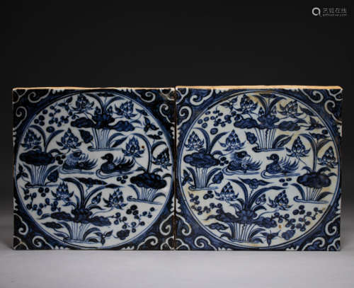 Yuan dynasty blue and white brick