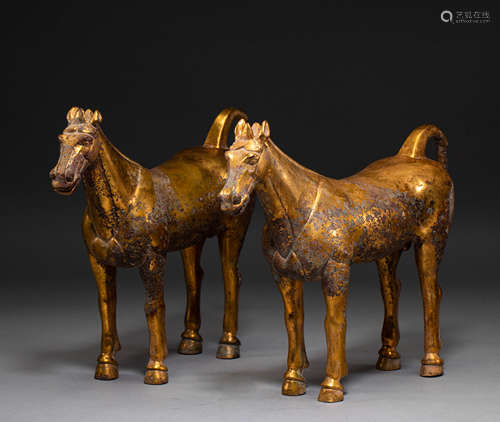 Gilded horse of Tang Dynasty in China