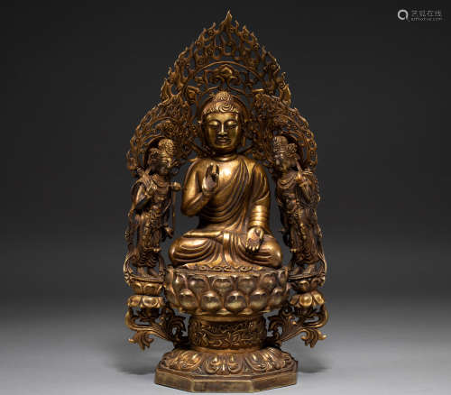 Chinese Qing Dynasty silver gilding Buddha statue