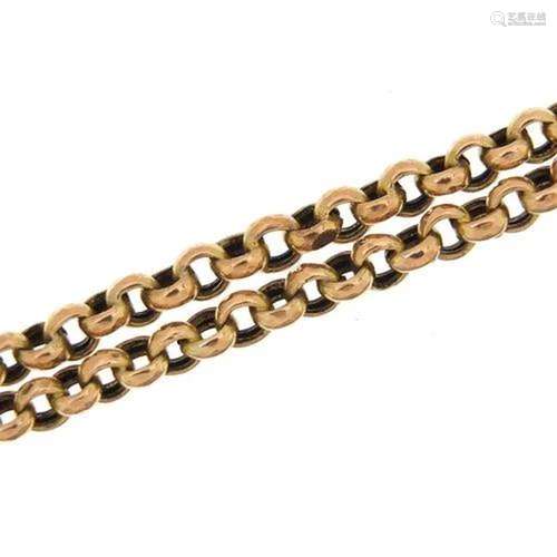 Unmarked gold Belcher link Longuard chain, tests as 9ct gold...