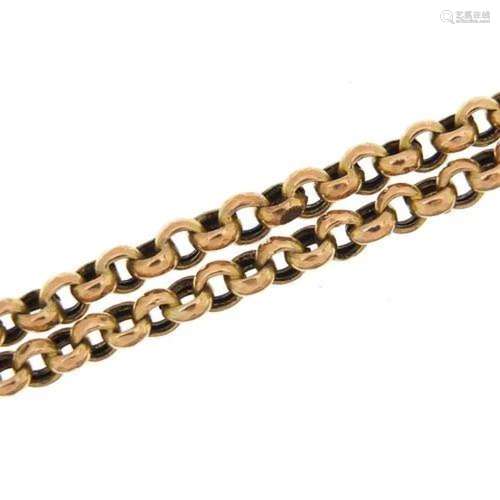 Unmarked gold Belcher link Longuard chain, tests as 9ct gold...