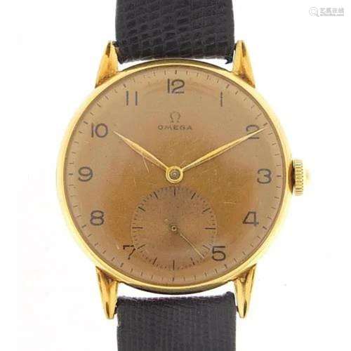 Omega, vintage gentlemen's 18ct gold manual wind wristwa...