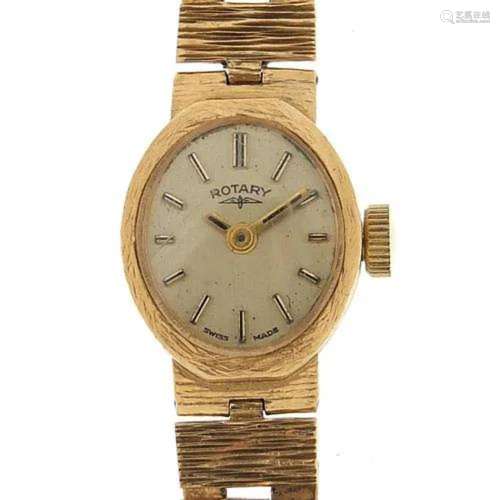Rotary, ladies 9ct gold wristwatch with 9ct gold strap, the ...