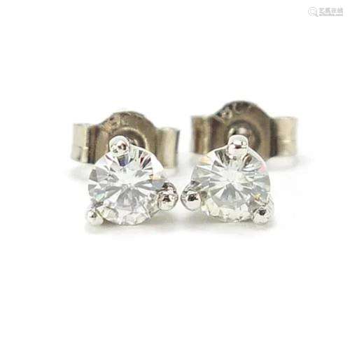 Pair of 18ct white gold diamond stud earrings, 5mm in diamet...