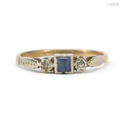 9ct gold and platinum sapphire and diamond ring, size Q, 2.0...
