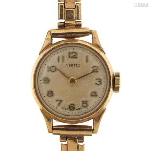 Vertex, ladies 9ct gold wristwatch with 9ct gold strap, 18mm...