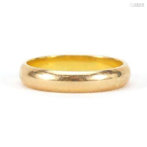 Chinese gold wedding band, tests as 15ct+ gold, size U, 6.2g
