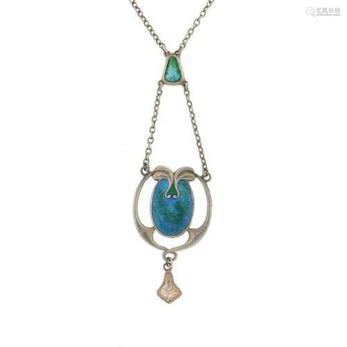 Charles Horner, Art Nouveau silver and enamel necklace, Ches...