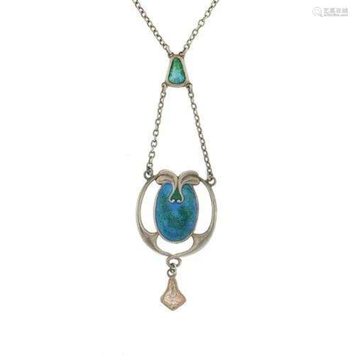 Charles Horner, Art Nouveau silver and enamel necklace, Ches...