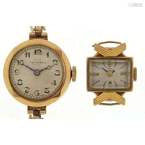 Two 9ct gold ladies wristwatches comprising Tavannes and Rot...