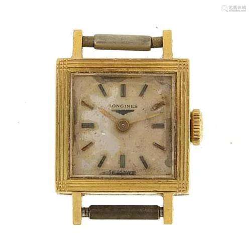 Longines, 18ct gold ladies manual wind wristwatch, the movem...