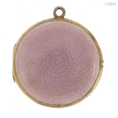 Continental silver gilt and guilloche enamel locket, 3.2cm i...