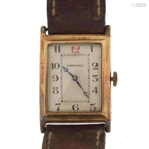 Longines, vintage gentlemen's 9ct gold wristwatch, the c...