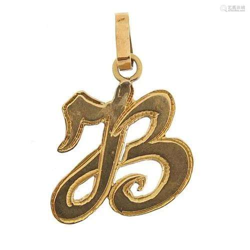 Unmarked gold initial B pendant, (tests as 14ct gold) 2.2cm ...