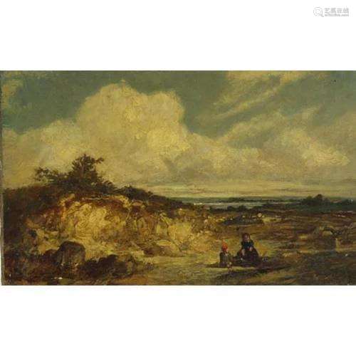 Coastal scene with mother and child, early 19th English cent...