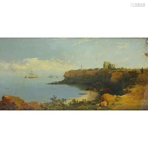 Edmund John Niemann - Tynemouth Harbour, 19th century oil on...