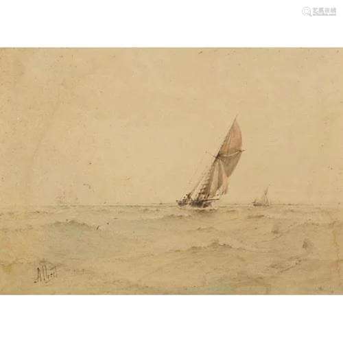 A Fresh Breeze, 19th century watercolour, indistinctly signe...