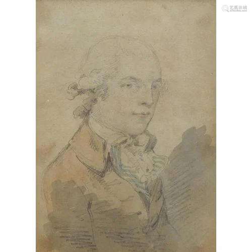 Portrait of a gentleman wearing Georgian dress, antique penc...