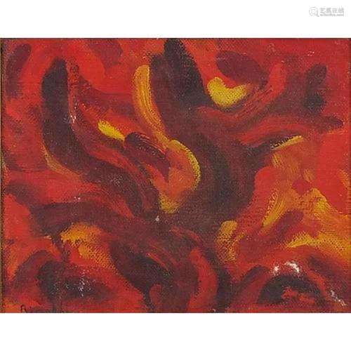 Abstract composition, oil on canvas, indistinctly signed pos...