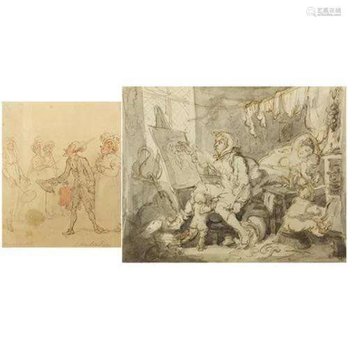 Attributed to Thomas Rowlandson - Arrivals at Bath and one o...