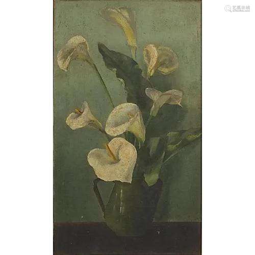 Still life flowers in a vase, oil on canvas, mounted and fra...