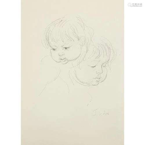 Attributed to Augustus John - Study of a young child, pencil...