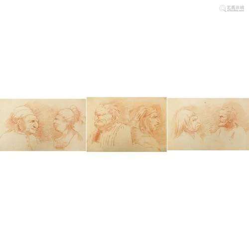 School of George Hayter - Grotesque portraits, set of three ...