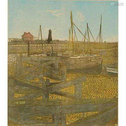 Rosemary Myers - Rye Harbour, Sussex, pencil signed print in...