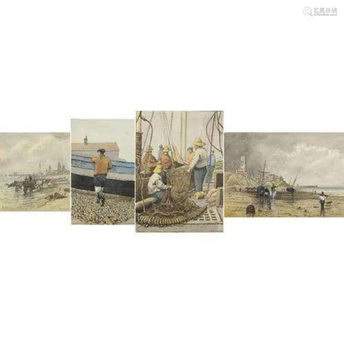 Peter Frederick Anson - Mending a trawl net, Yarmouth from a...