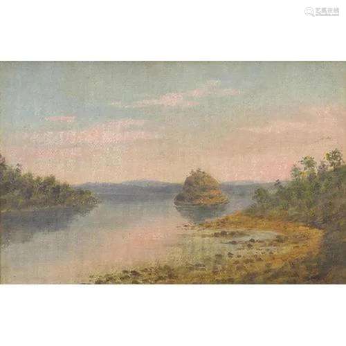 In Houhora Harbour, New Zealand, 19th century oil on canvas,...